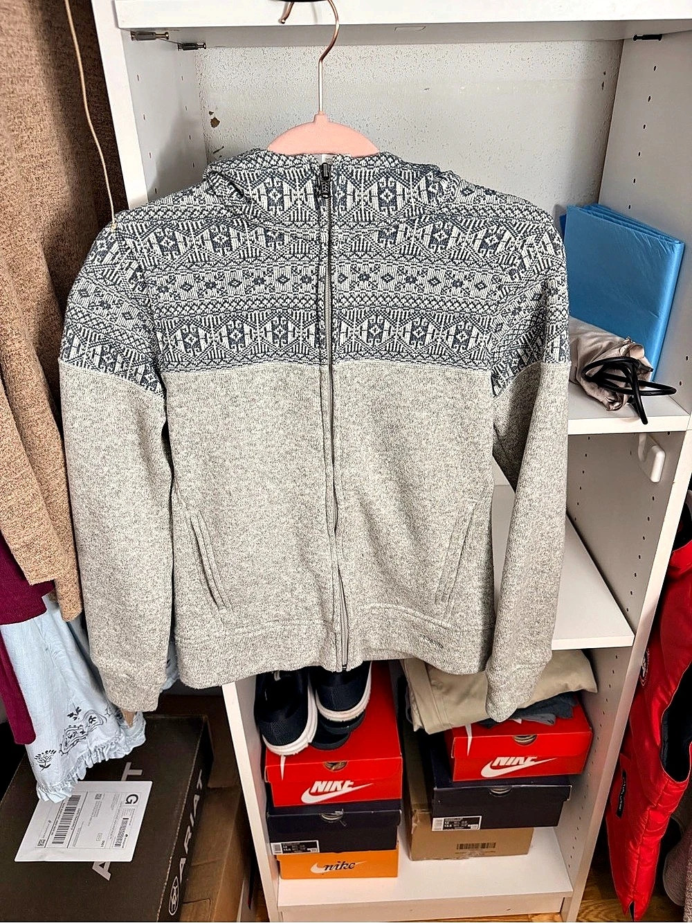 Patagonia Women'Small Better Sweater Icelandic Hoody Gray & White Small